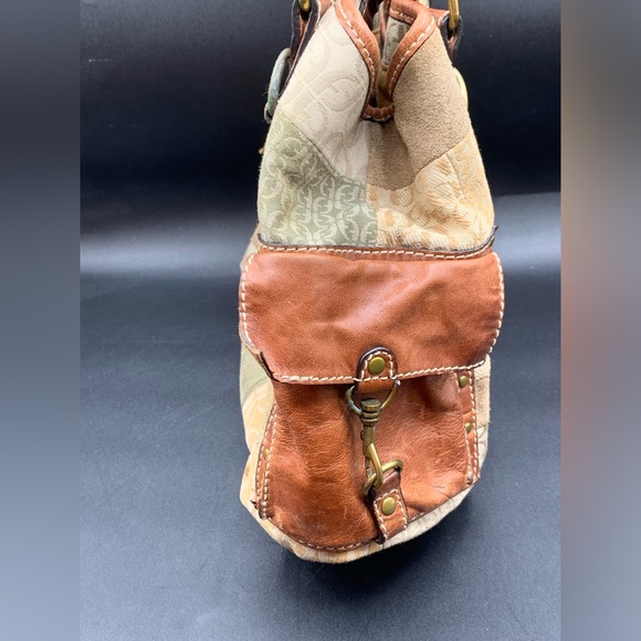 Fossil Vintage Signature Monogram Canvas/Leather Hobo Shoulder Bag - Picture 12 of 16